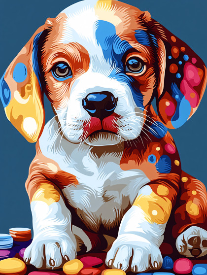 Colorful Beagle Puppy Illustration