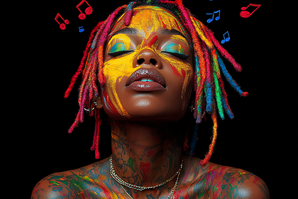 Colorful Beauty with Musical Notes