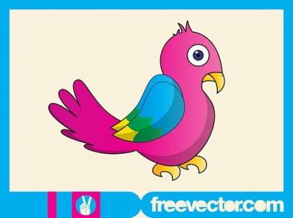 Colorful Bird Character Free Vector