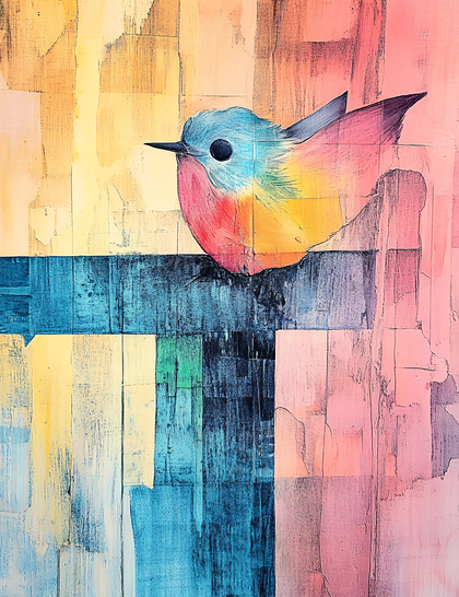 Colorful Bird On Abstract Background