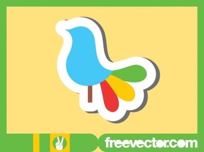 Colorful Bird Sticker Free Vector