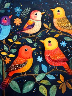 Colorful Birds on Branches