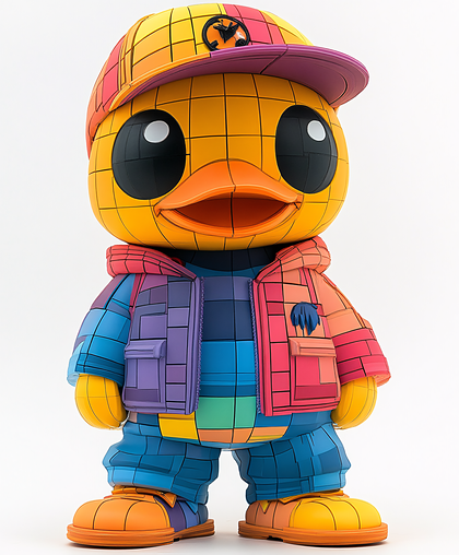 Colorful Block Duck Character
