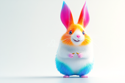 Colorful Bunny Holding Seeds