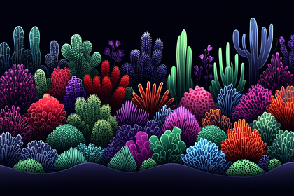 Colorful Cactus and Coral Garden