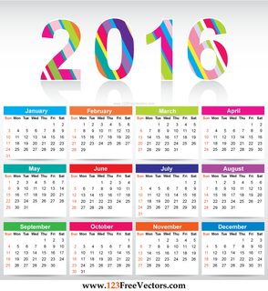 Free Colorful Calendar 2016 Vector Template