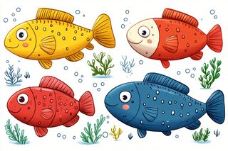Colorful Cartoon Fishes Illustration