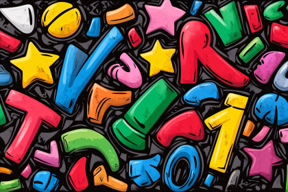 Colorful Cartoon Shapes and Letters Background