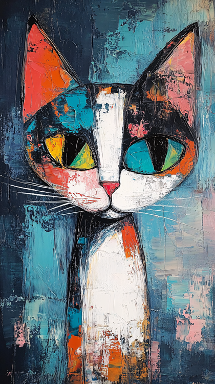 Colorful Cat Painting