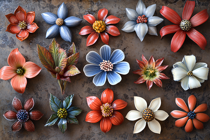 Colorful Ceramic Flowers Arrangement