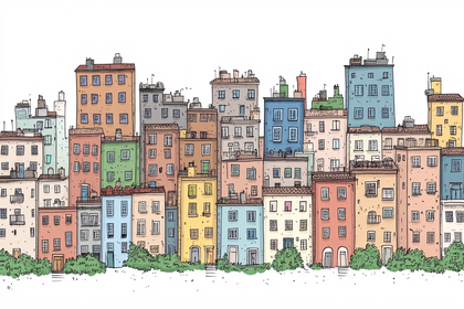 Colorful City Buildings Illustration