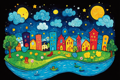 Colorful Cityscape At Night