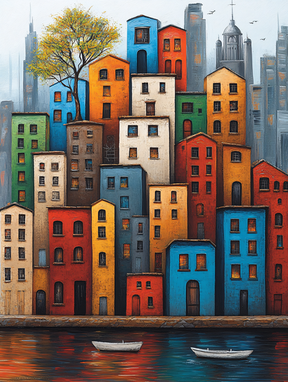 Colorful Coastal Cityscape