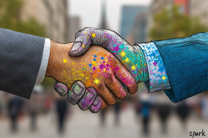 Colorful Collaboration Handshake
