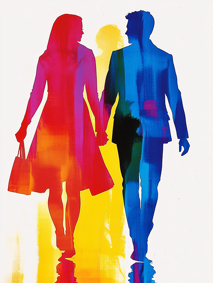 Colorful Couple Walking