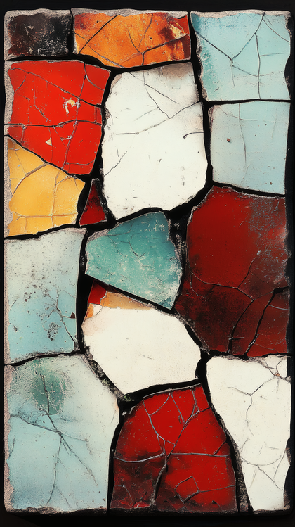 Colorful Cracked Tiles Mosaic