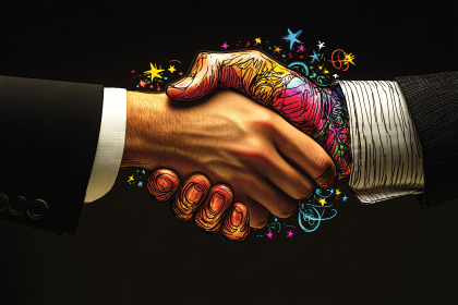 Colorful Deal Handshake