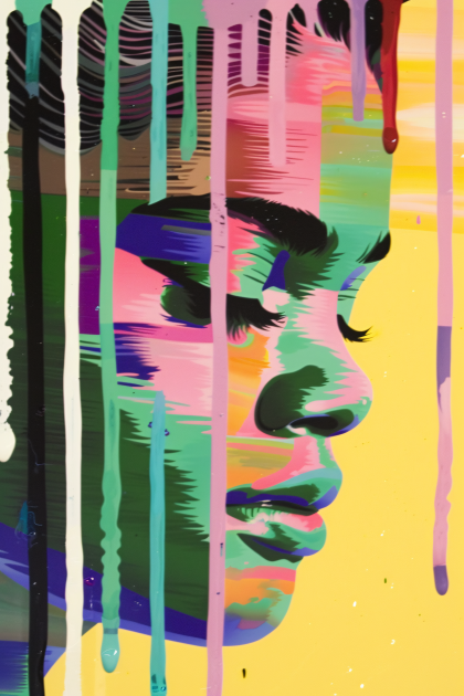 Colorful Dripping Face Portrait
