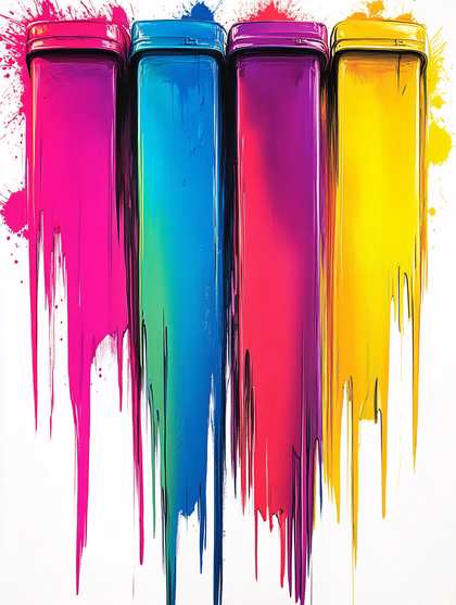 Colorful Dripping Paint Containers