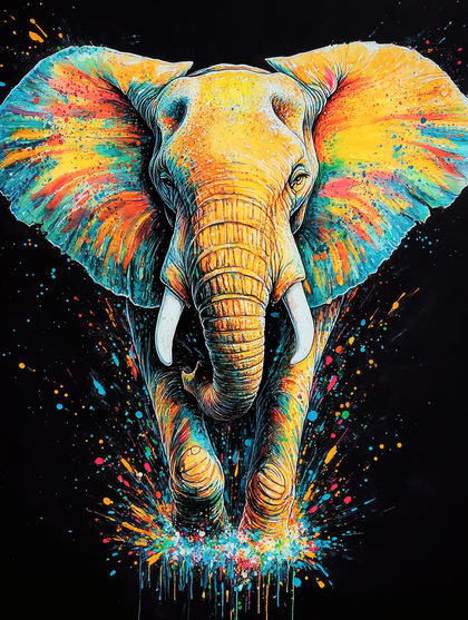 Colorful Elephant Splash