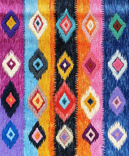 Colorful Embroidered Textile Pattern