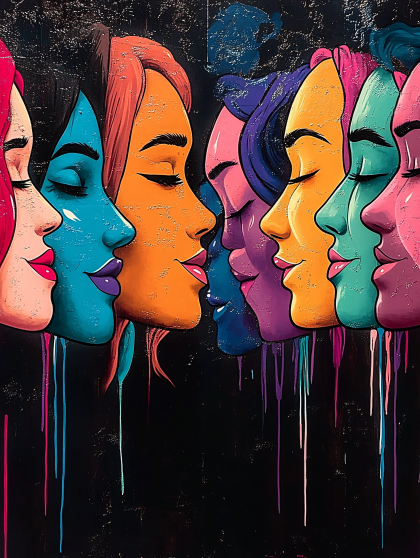 Colorful Faces In Profile
