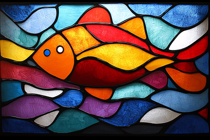 Colorful Fish Stained Glass Art