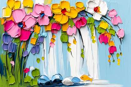 Colorful Floral Impasto Painting