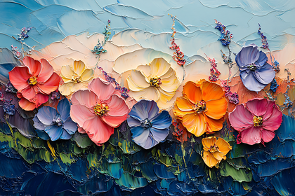 Colorful Floral Oil Painting