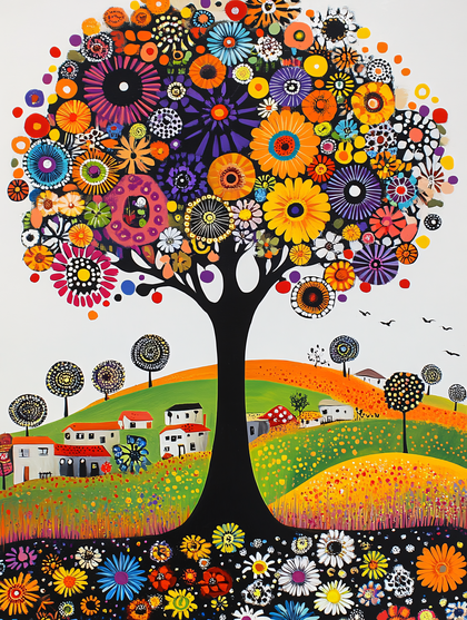 Colorful Flower Tree Landscape