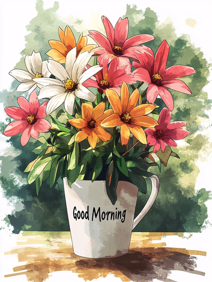 Colorful Flowers In A Mug