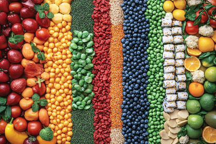 Colorful Food Stripes Flat Lay