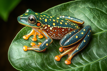 Colorful Frog On A Leaf