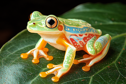 Colorful Frog On Leaf