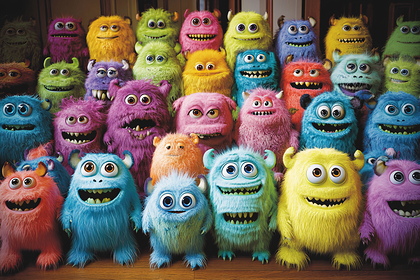 Colorful Furry Monsters Crowd