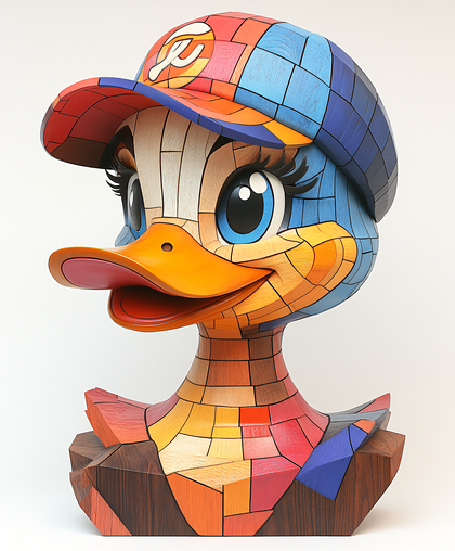 Colorful Geometric Duck Bust