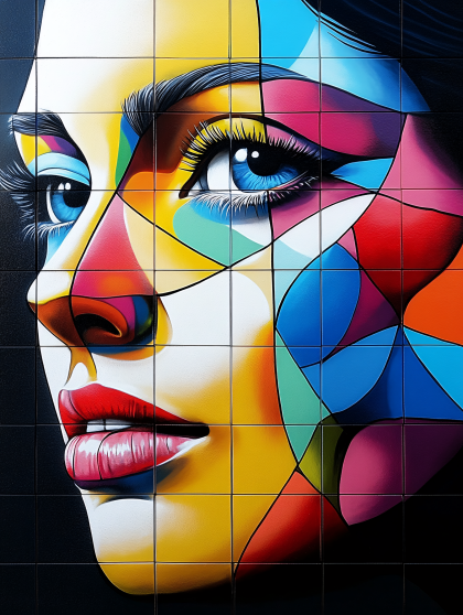 Colorful Geometric Woman Face Portrait