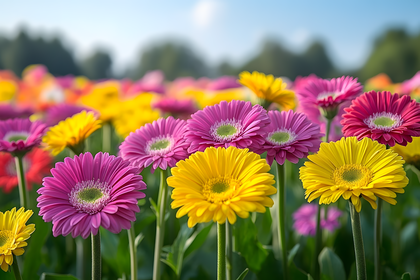 Colorful Gerbera Daisies Field
