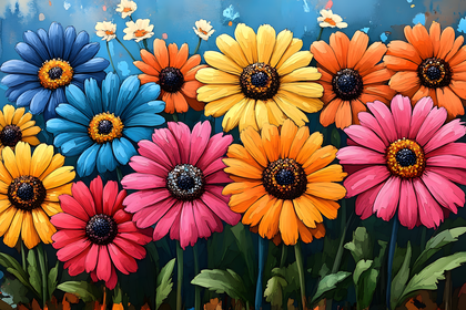 Colorful Gerbera Daisies Painting