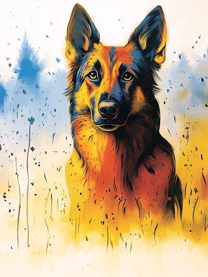 Colorful German Shepherd Portrait