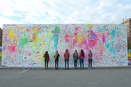 Colorful Graffiti Wall With Girls