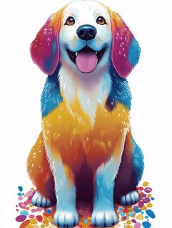 Colorful Happy Dog Portrait