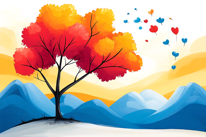Colorful Heart Tree Landscape