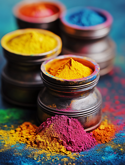 Colorful Holi Powder In Bowls