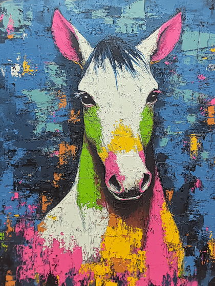 Colorful Horse Head Painting