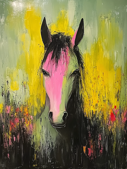 Colorful Horse Head Painting