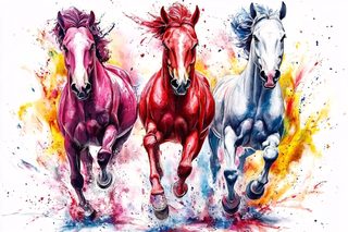 Colorful Horses Running