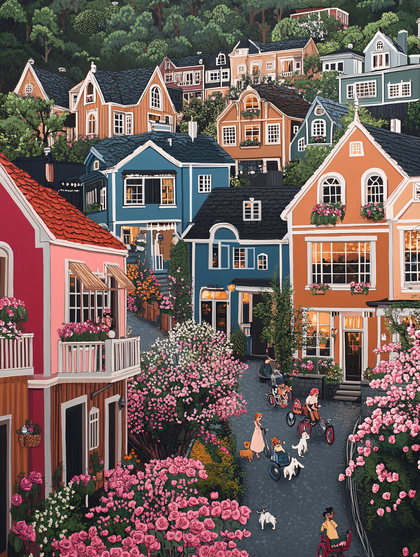Colorful Houses in Bloom
