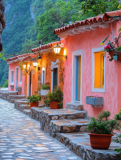 Colorful Houses on Stone Street