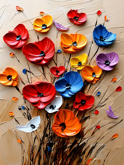 Colorful Impasto Flower Painting